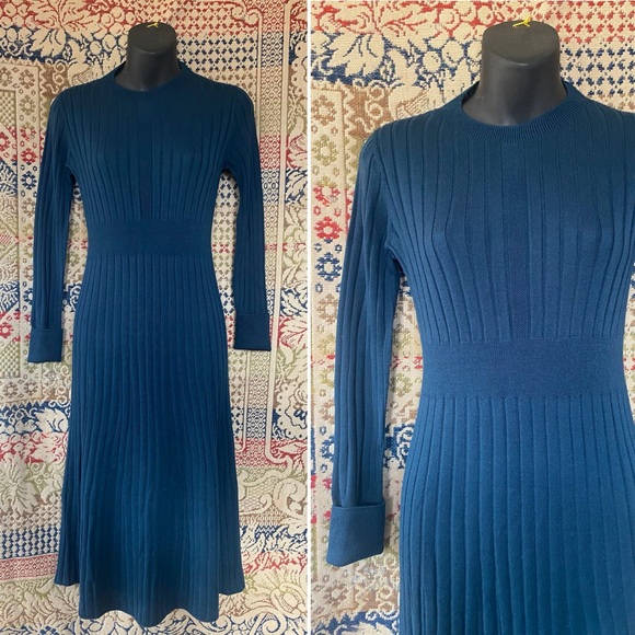 Ines de la Fressange x Uniqlo Sweater Dress Teal Wool Blend Knit XS - Picture 3 of 7